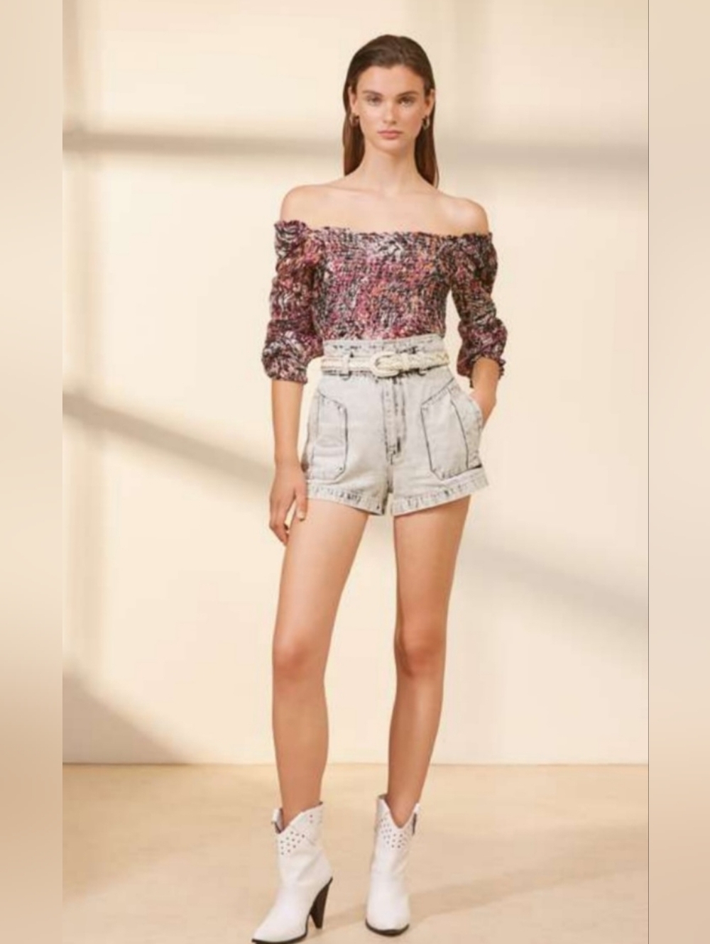 Suncoo Smock Off Shoulder Top